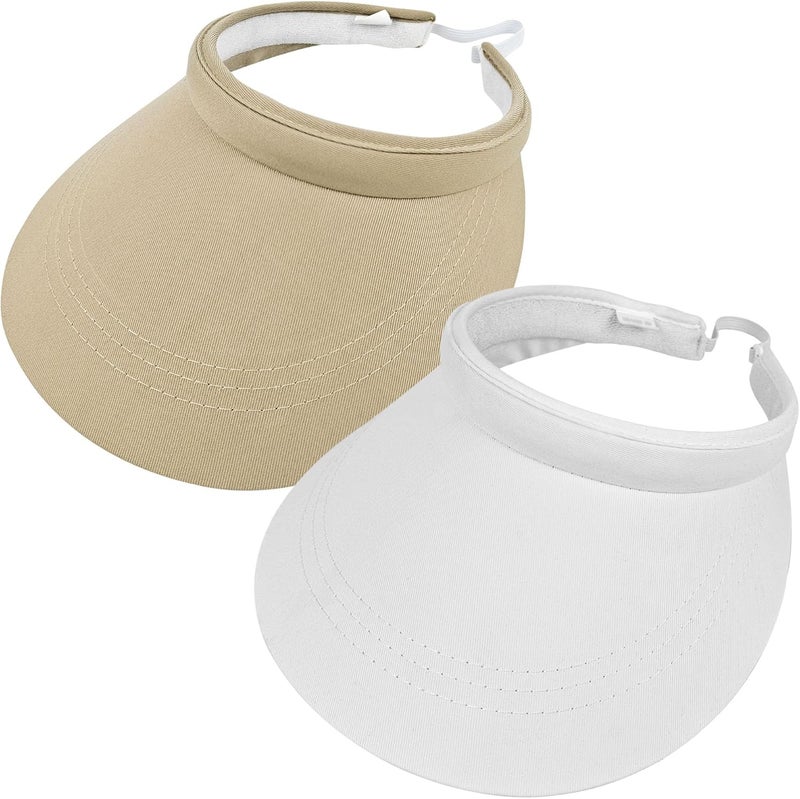 Beevarn Store 2 Pack Sun Visors Women Wide Brim Clip on Summer Hats Adjustable UV Protection - Image 1